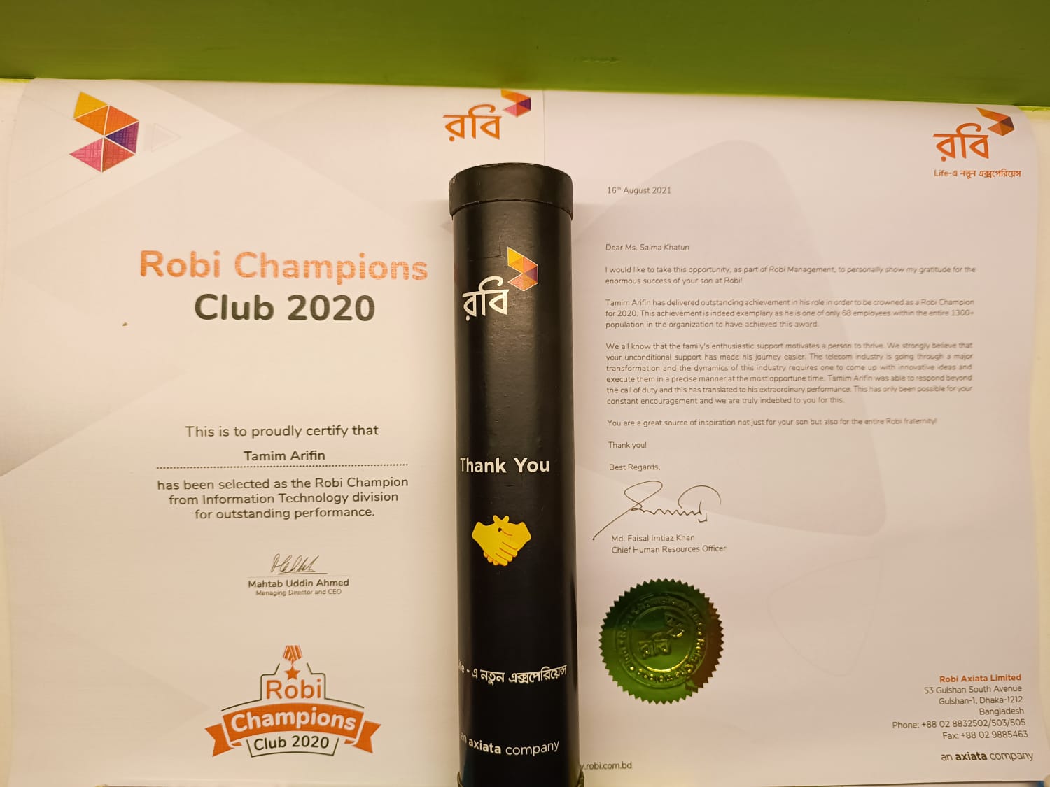 Awarded as Robi Champion at 2020 for Outstanding performance